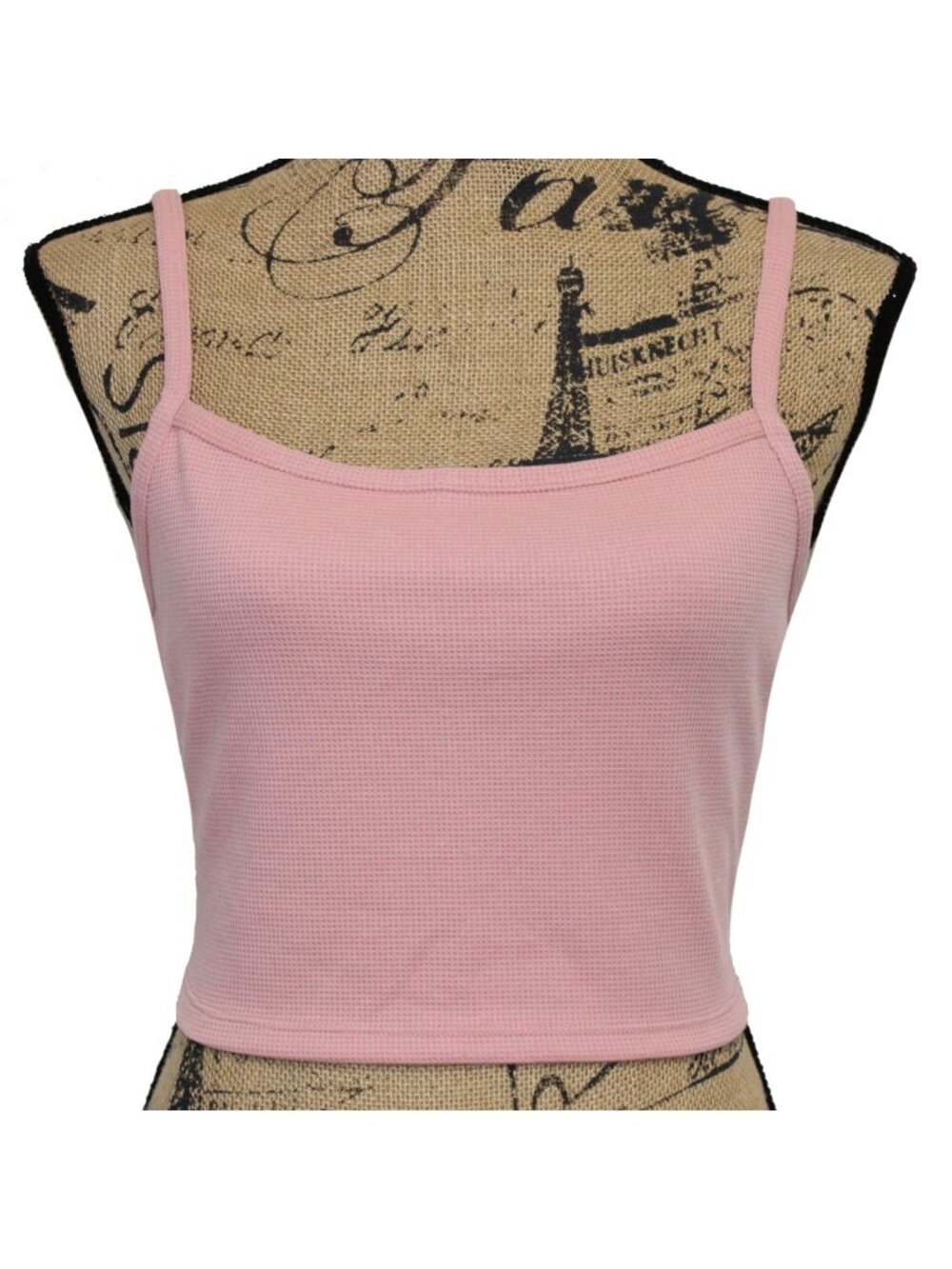 Halara NWT Womens Mellow Rose Cropped Cami Tank Waffle-Knit Stretch Fabric Small